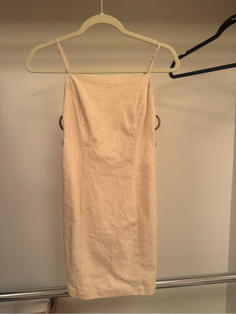 Anthropologie Cream Linen-Blend Mini Slip Dress